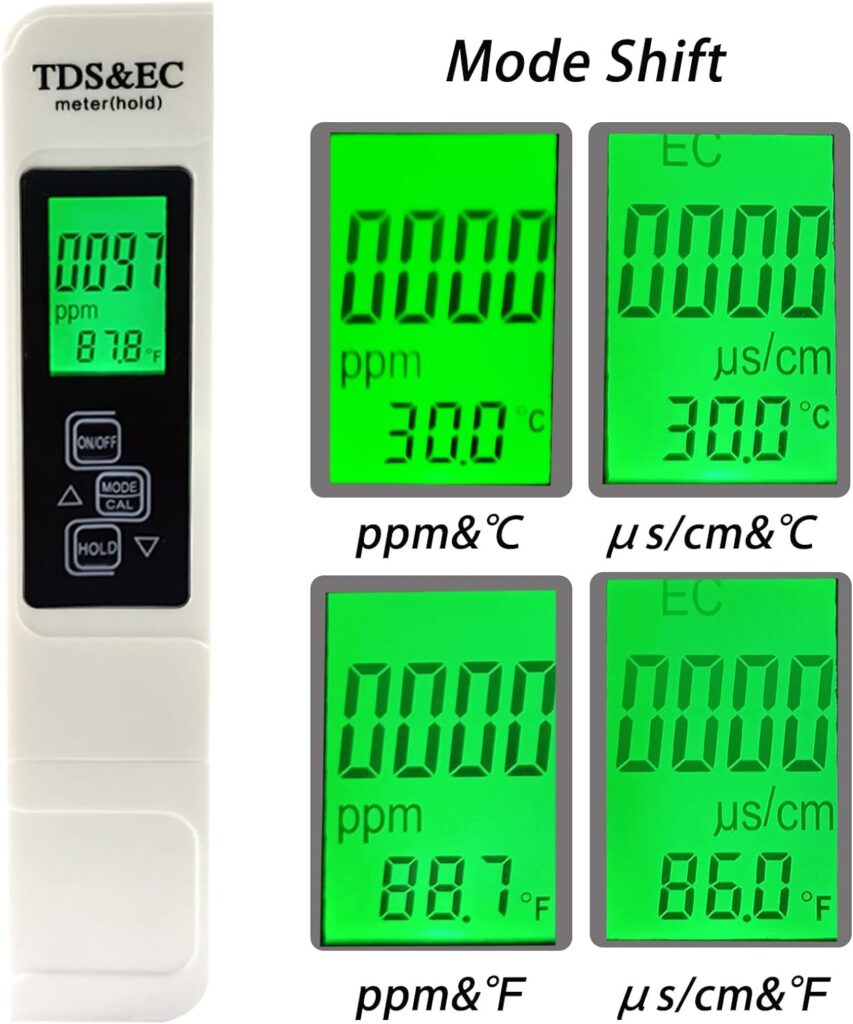 4 in 1 tds ph Meter,EC Temperature Meter, PPM Meters,TDS Water Tester for tap Drinking Water,Digital PH Pen lab pH Tester for Water hydroponics Aquarium Pools Spas