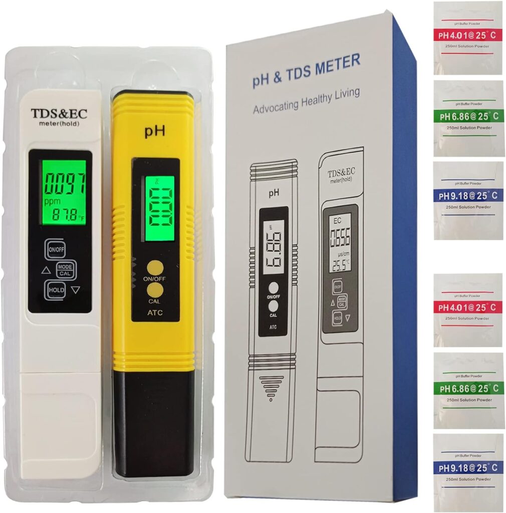 4 in 1 tds ph Meter,EC Temperature Meter, PPM Meters,TDS Water Tester for tap Drinking Water,Digital PH Pen lab pH Tester for Water hydroponics Aquarium Pools Spas