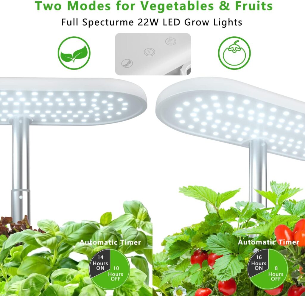 Vegebox Hydroponics Growing System, Indoor Herbs Kitchen Garden with Full Spectrum LED Grow Light, Plants Germination Kit 11 pods with Automatic Timer, Adjustable Height Up 14 inch to for Home