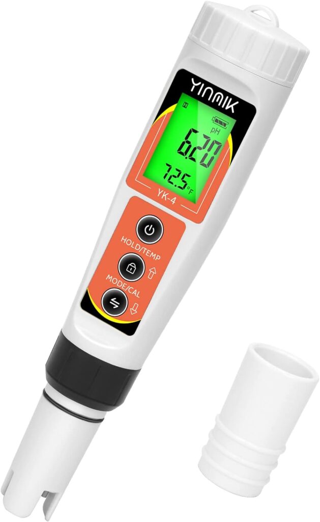 YINMIK PH Meter, Digital 4 in 1 PH EC TDS Temp Meter for Water Hydroponics, Waterproof DWC PH and EC PPM Water Tester with Backlit for Nutrients Growing, Indoor Garden, Home Brewing, Pool, Aquarium