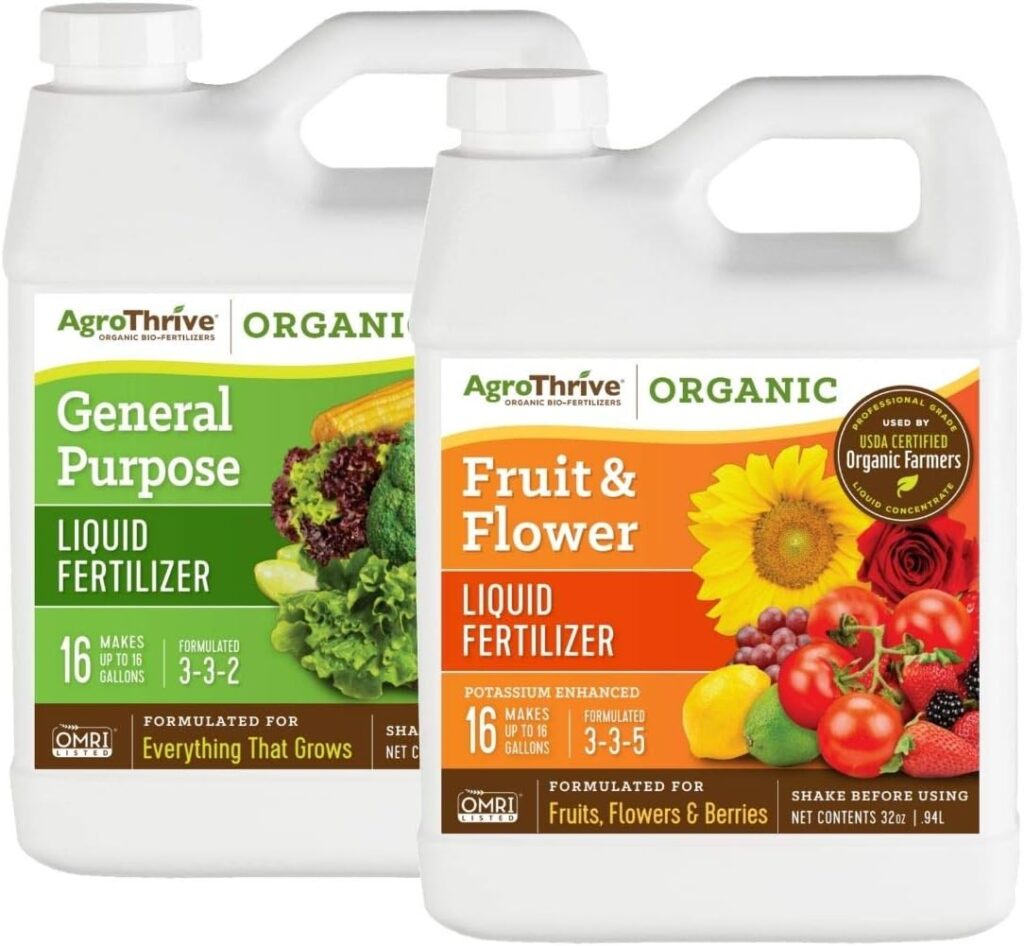 2 in 1 All Purpose AgroThrive Organic Fertilizer Bundle (Pack of 2-32 oz. Bottles) for Lawns, Vegetables, Greenhouses, Herbs and Everything Else That Grows