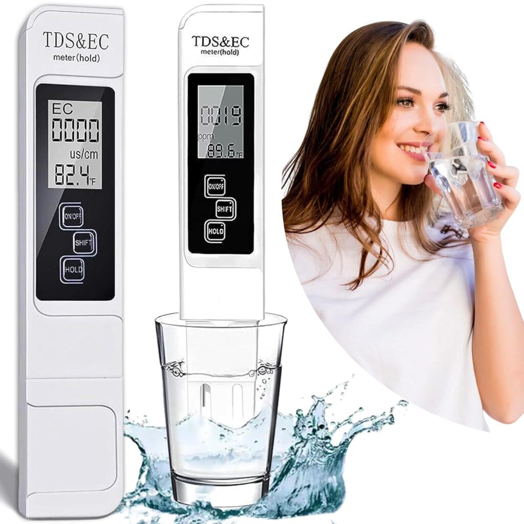 3-in-1 TDS Meter Digital Water Tester (TDS, Temperature and EC Meter), 0-9999ppm Accurate and Reliable PPM Meter for Hydroponics, Drinking Water Quality, Tap, Well, Swimming Pool, Aquarium