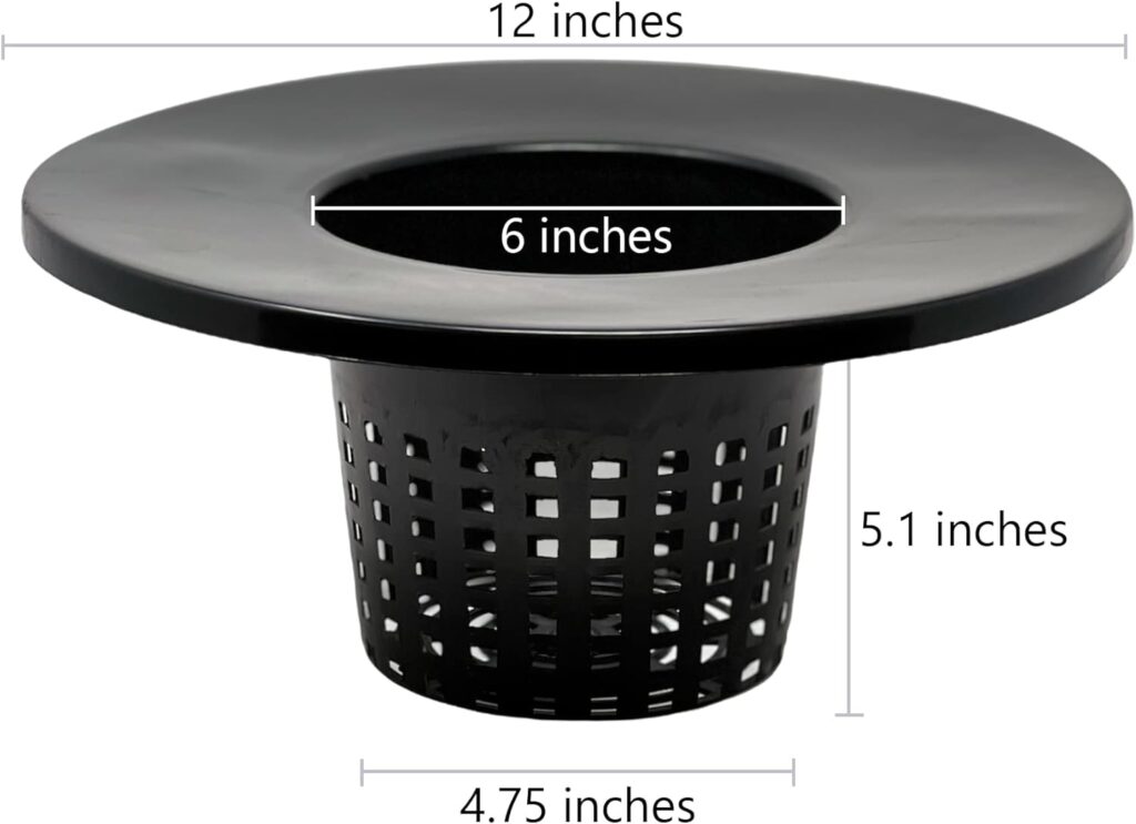 6 in. Wide Lip Bucket Basket (Pack of 6) | 5 Gallon Bucket Lids for DWC, Net Pots for Hydroponics + Twin Canaries Chart