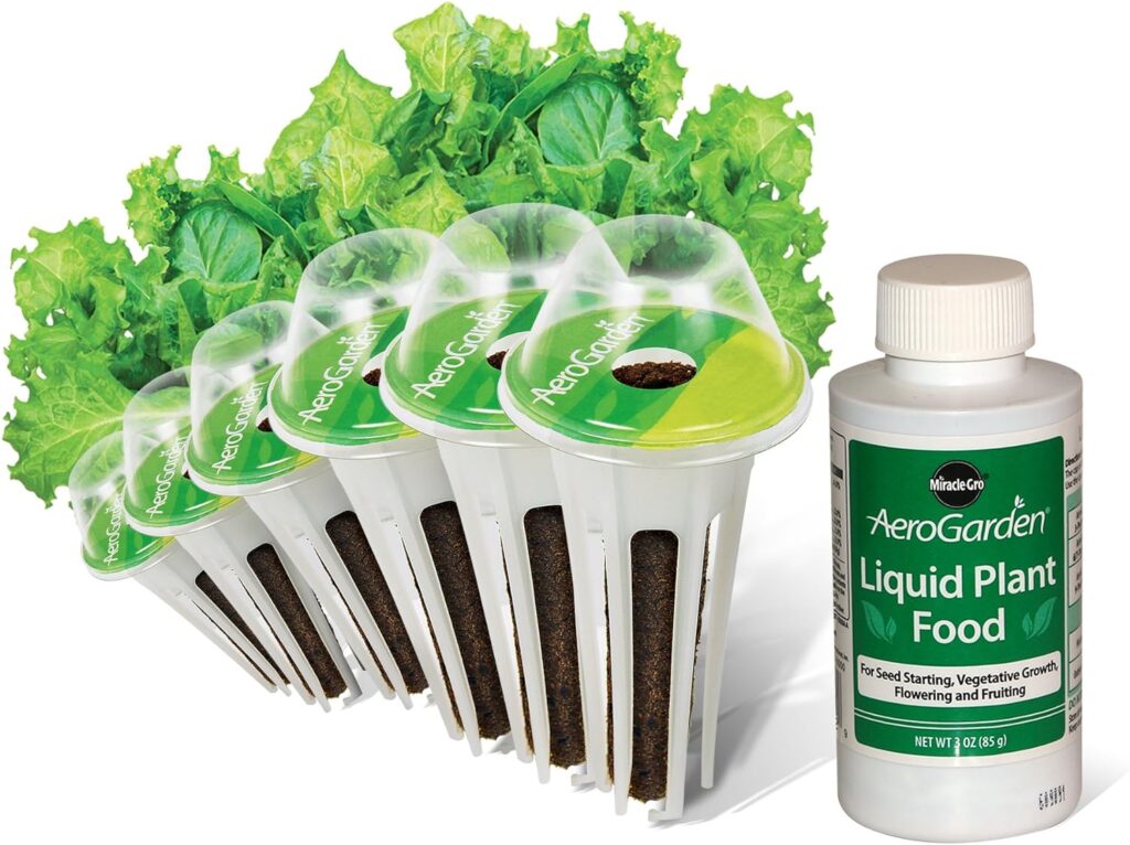Aerogarden Salad Greens Seed Pod Kit with Red and Green Leaf, Romaine and Butter Head Lettuce, Liquid Plant Food and Growing Guide (6-Pod)