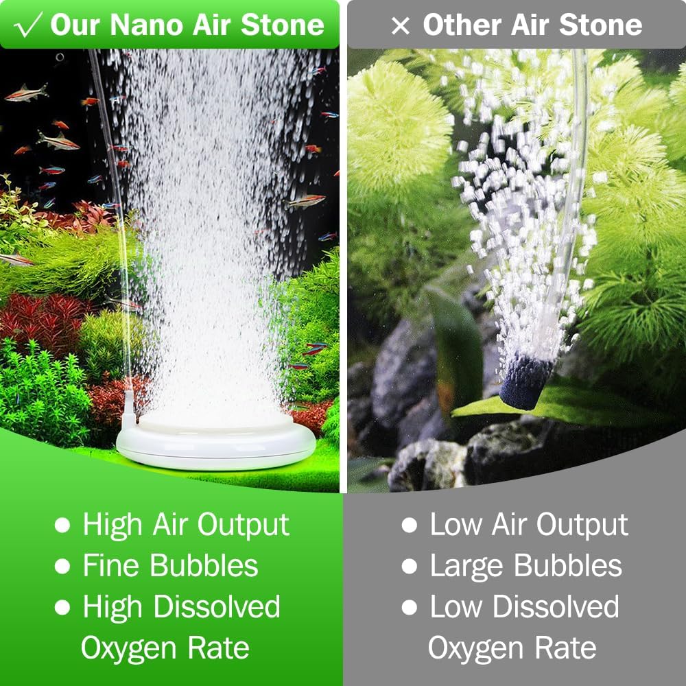 Air Stone for Aquariums Fish Tank Bubble Stone, Fish Tank Oxygen Stone for Aquarium Fish Tank and Hydroponic Air Pumps Buckets with 2 Suction Cups, Check Valve, Air Control Valve (2 Inch)