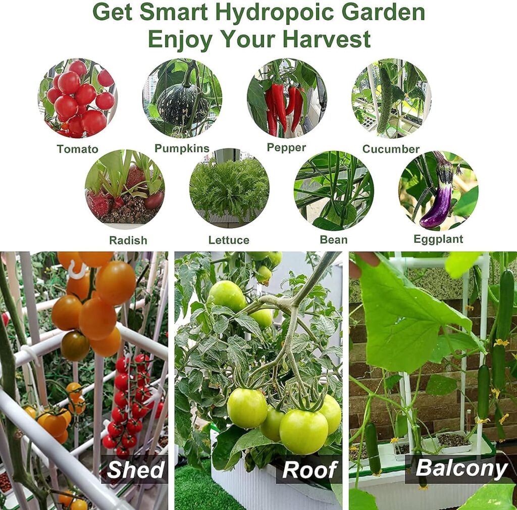 Amazon.com : Smart Hydroponic Growing System,7L Indoor Hydroponic Garden Kit with LED Grow Light for Herb,Zucchini,Tomato,Pepper,Unique Gifts for Beginner,Wife,Husband,Dad (60 Trellis Without LED) : Patio, Lawn  Garden