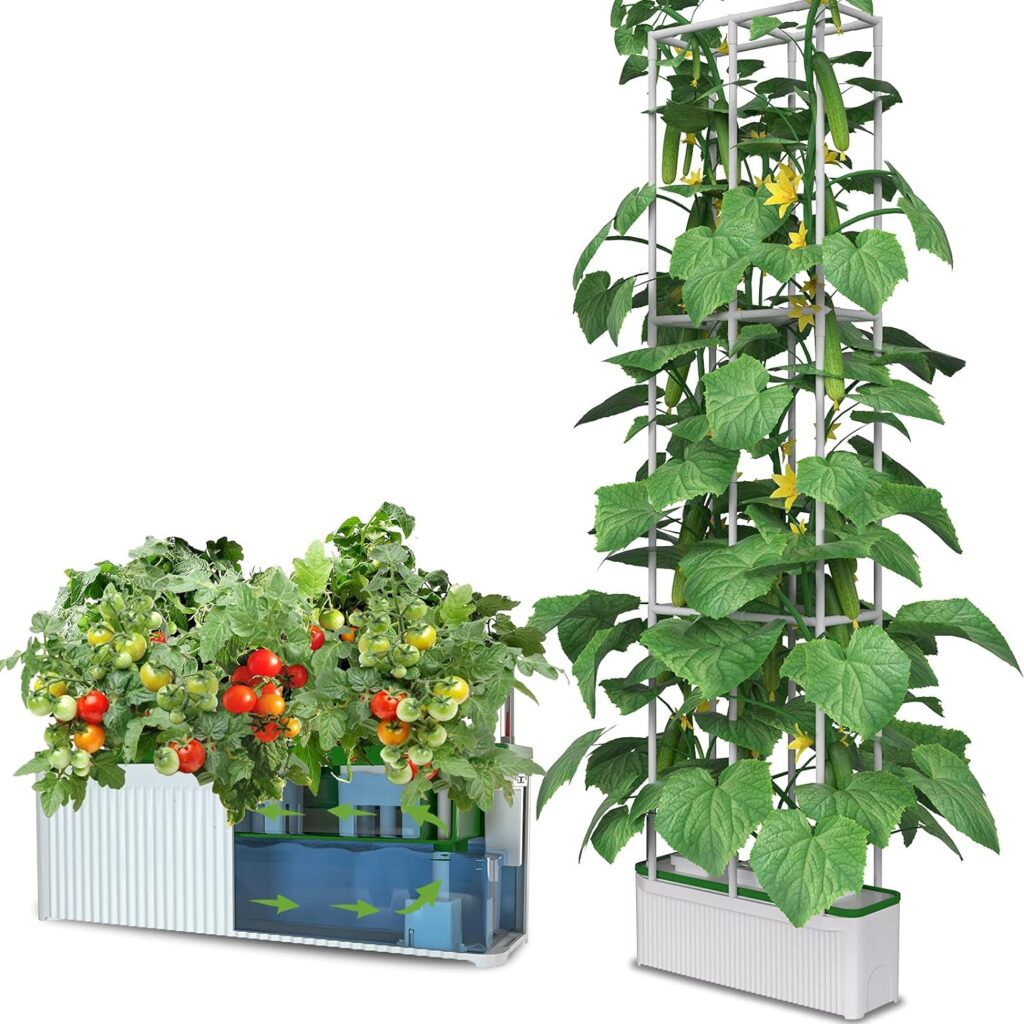 Amazon.com : Smart Hydroponic Growing System,7L Indoor Hydroponic Garden Kit with LED Grow Light for Herb,Zucchini,Tomato,Pepper,Unique Gifts for Beginner,Wife,Husband,Dad (60 Trellis Without LED) : Patio, Lawn  Garden