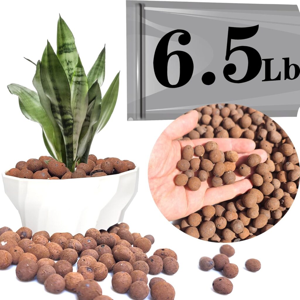 Expanded Clay Pebbles Hydroponic Rocks Organic Ceramsite Grow Media for Horticultural,Orchids,Drainage, Decor Cultivation (0.3-0.5in, 6.5 LBS)