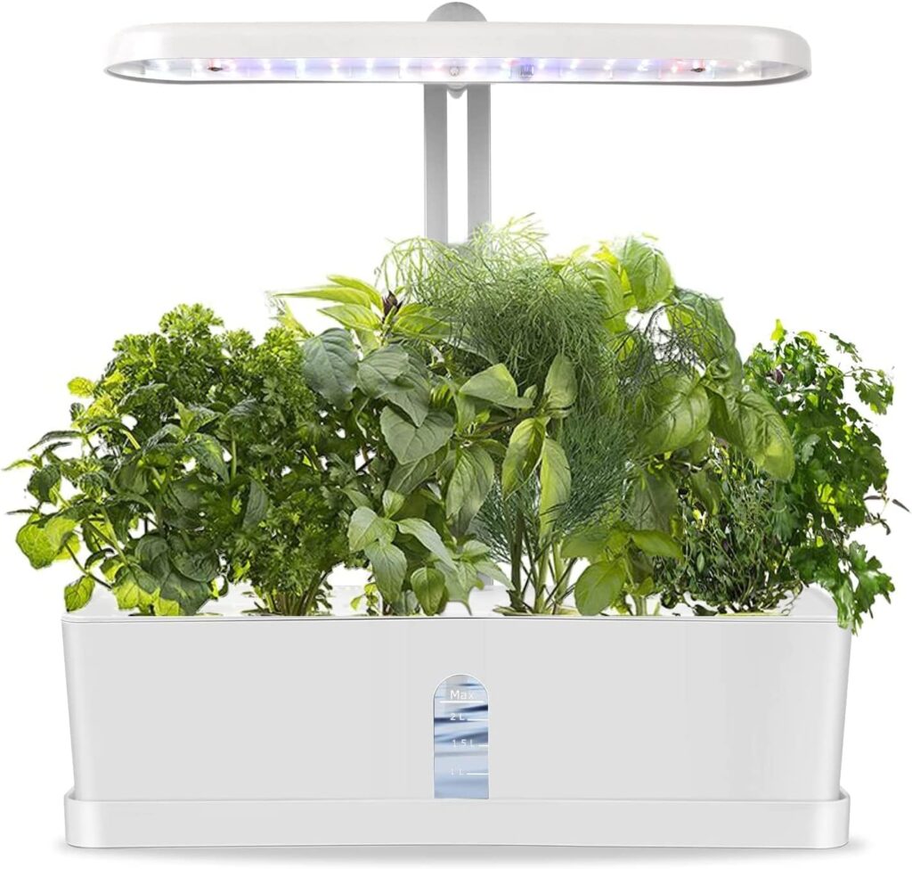 Indoor Garden with Plant Grow Light: Hydroponics Growing System 10 Pods - Home Garden Starter with Smart Pump - House Kitchen Gift for Vegetable Flower