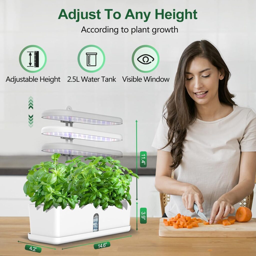 Indoor Garden with Plant Grow Light: Hydroponics Growing System 10 Pods - Home Garden Starter with Smart Pump - House Kitchen Gift for Vegetable Flower