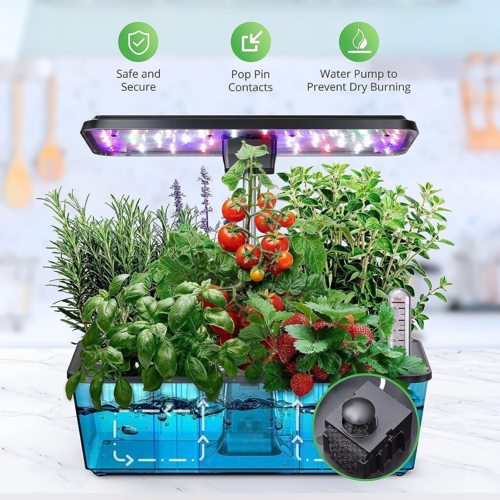 Litake 12 Pods Hydroponics Growing System Indoor Garden with 36W 5 Color Full Spectrum 100 LED Grow Light, Indoor Growing System with Tweezers, Automatic Timer, Up to 23