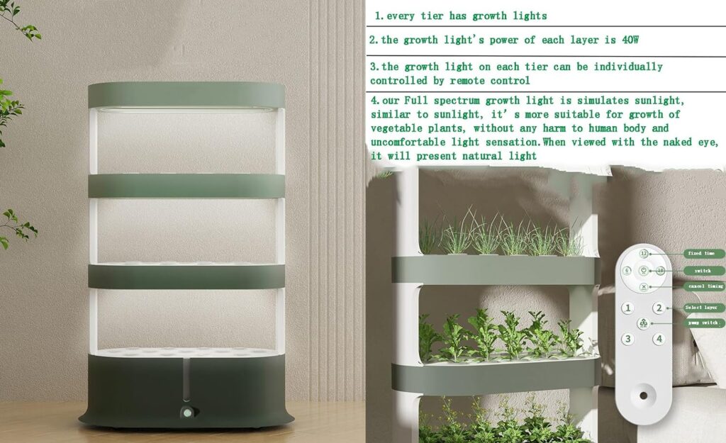 Lyfreen Hydroponics Growing System Hydroponic Tower for Indoor Garden with LED Grow Light,Smart Hydroponic Garden with Automatic Water Pump,28L Indoor Garden System for Plants,Herbs,Vegetables