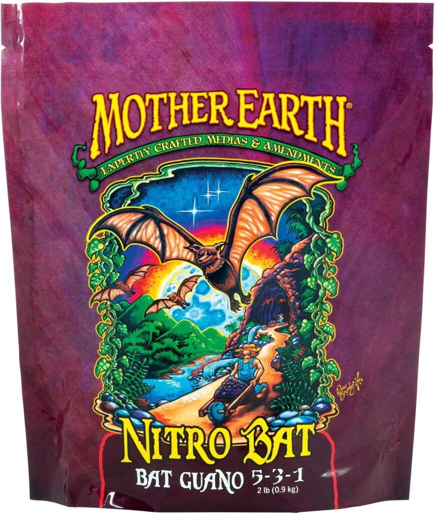 Mother Earth Products HGC733955 Nitro Bat Bat Guano 5-3-1 Plant Fertilizer for Vegetative Plants, Flowers and Tomatoes, 2 lbs, Natural