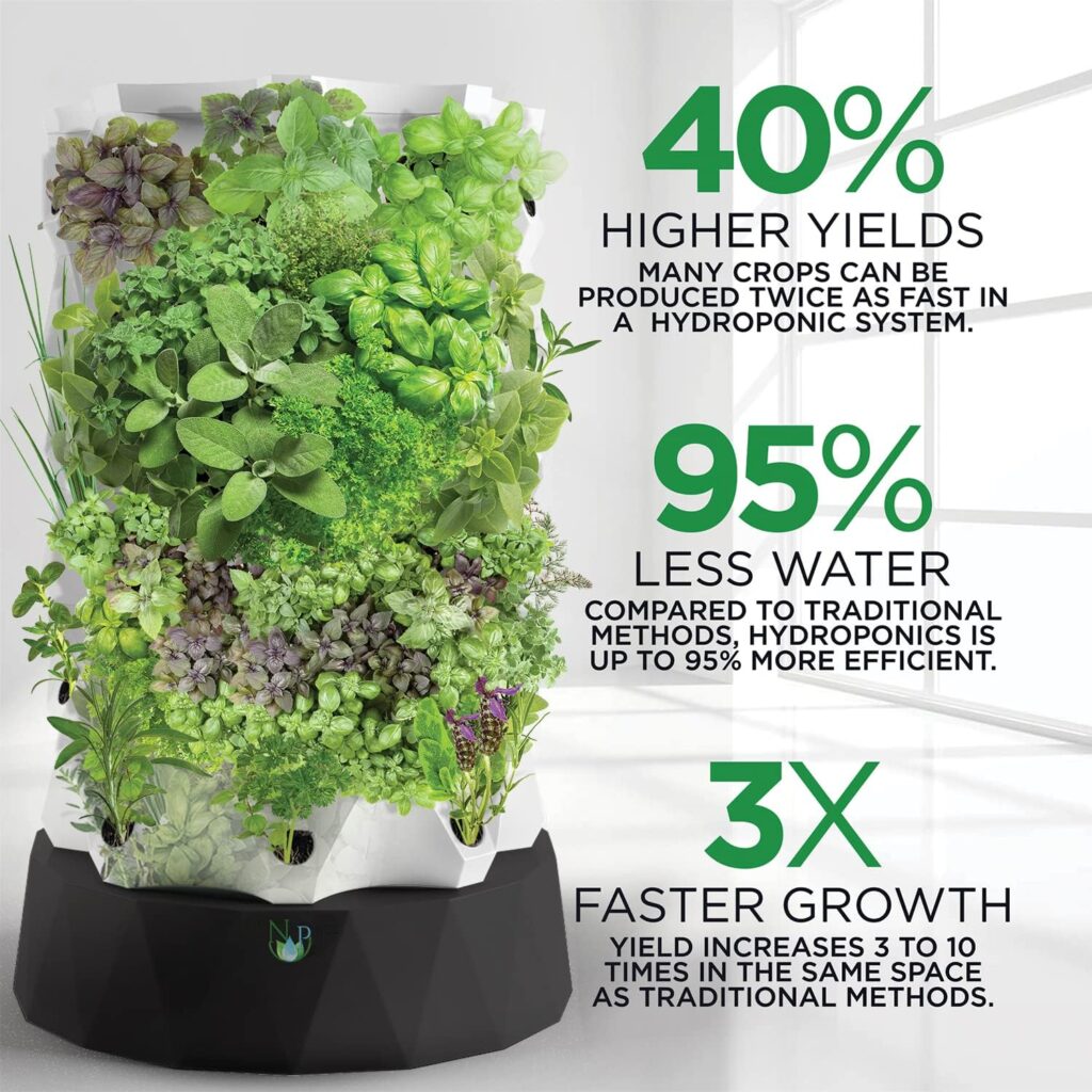 Nutraponics Hydroponic Systems - Aeroponic Tower Garden with LED Grow Lights - Hydroponics Growing System for Indoor Gardening - Grow Herbs, Fruits  Vegetables