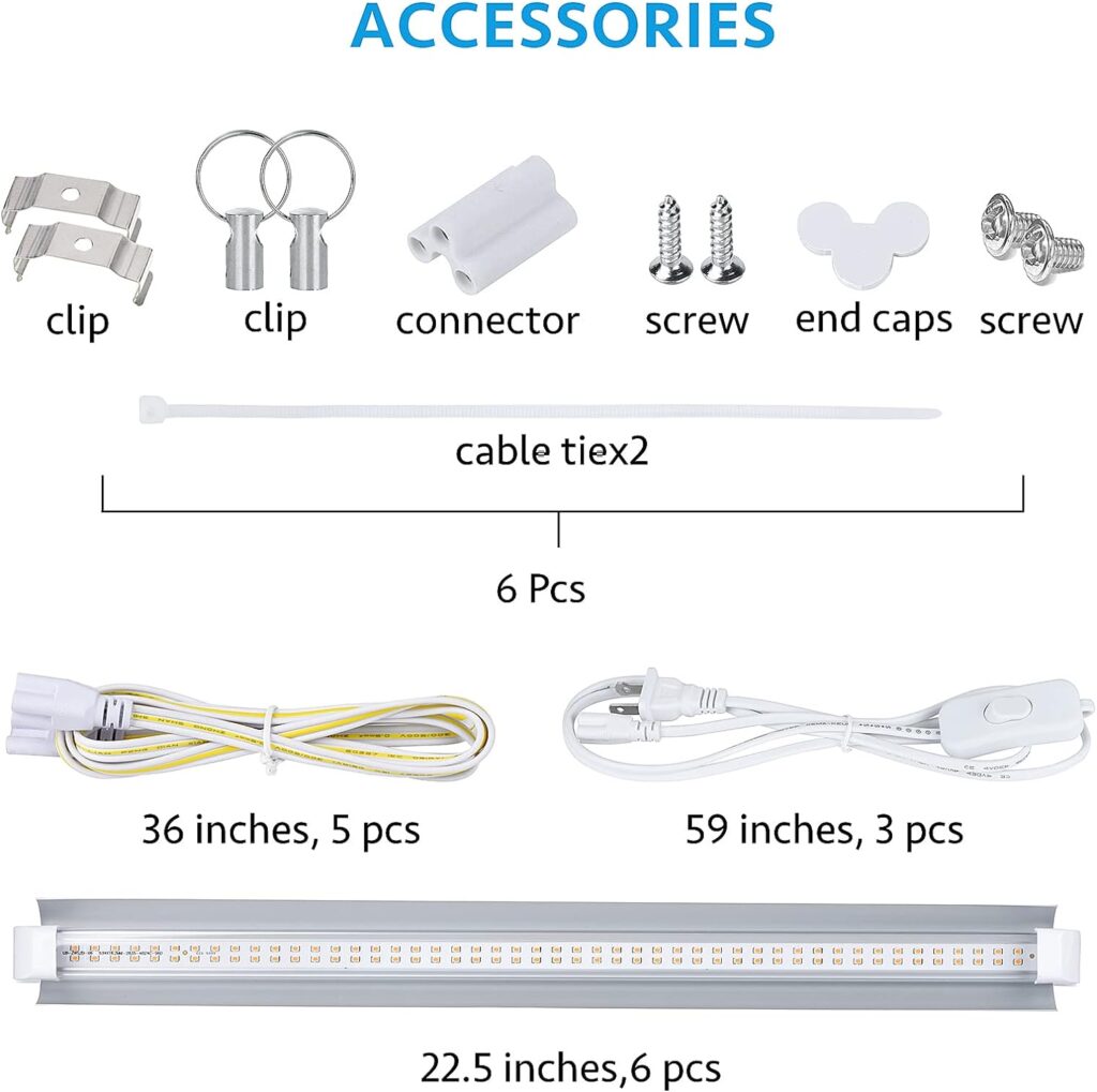 TYAGMAM Grow Light, 2ft T8,150W(6 x 25W, 900W Equivalent), Super Bright, Full Spectrum Sunlight Plant Light, LED Grow Light Strips, Grow Light Bulbs for Indoor Plants,Greenhouse,6-Pack