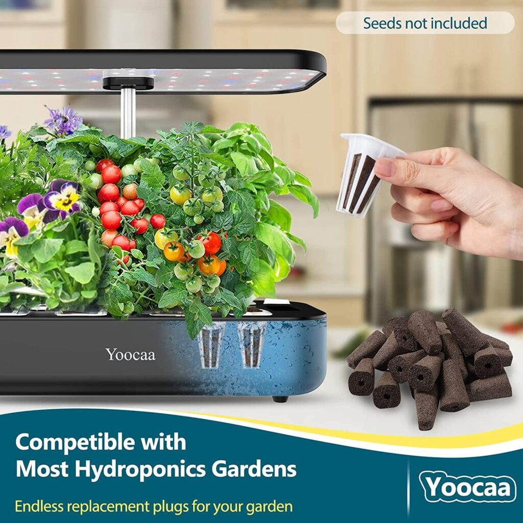 Yoocaa Seed Pods Kit for Hydroponics Growing System, 24pcs Grow Sponges with AB Solid Nutrient Plant Foods, Seed Starter Pods Replacement Root Growth Sponges Compatible with Idoo,QYO, LYKO (Square)