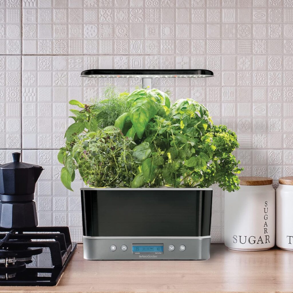 AeroGarden Harvest Elite Indoor Garden Hydroponic System with LED Grow Light and Herb Kit, Holds up to 6 Pods, Sage