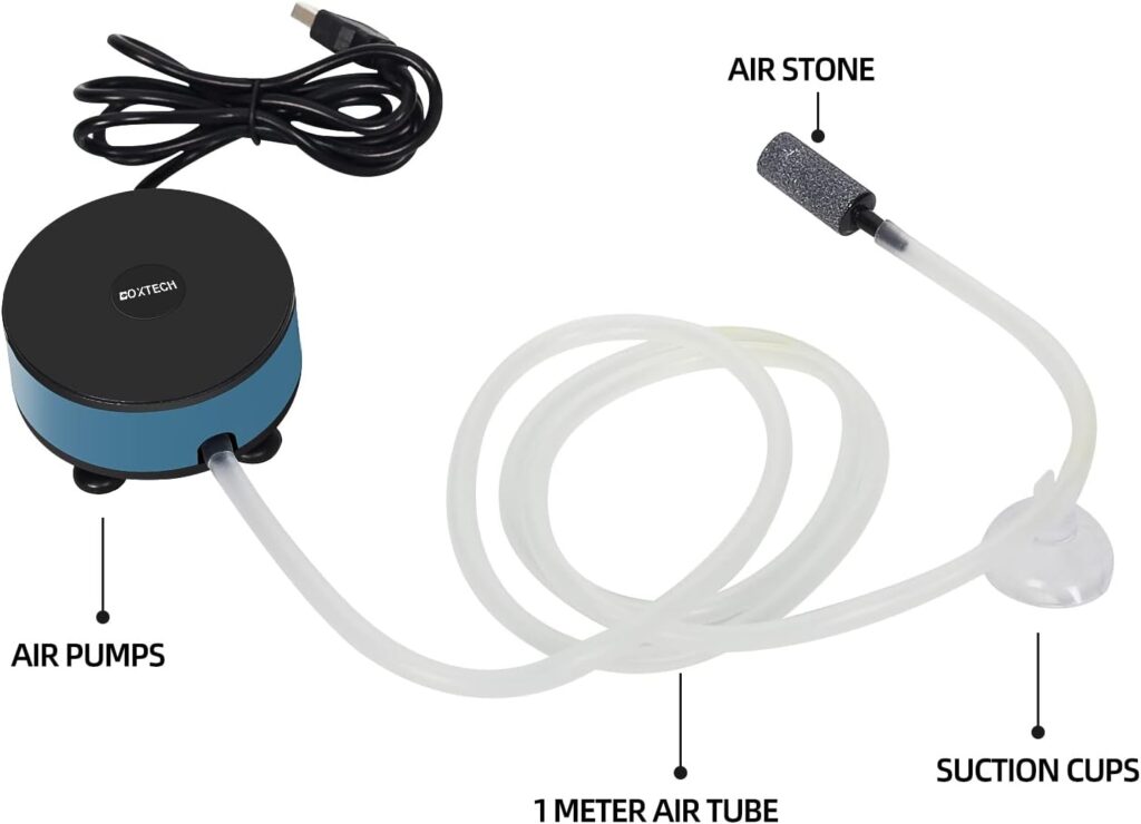 Aquarium Air Pump for Tank – Oxygen Aerator Pump Bubbler Kit with Air Stone, Airline Tubing for 1.5-7 Gallon Mini Fish Tank