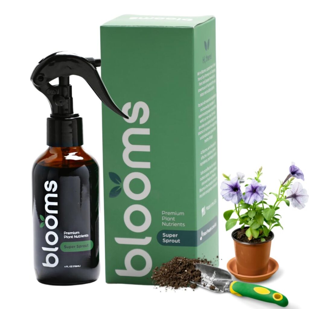 Blooms Super Sprout | All-Purpose Liquid Plant Food for Home Gardening | Ready-to-Use 10-3-3 Foliar Spray Kelp for Indoor and Outdoor Plants | Micronutrients for Sustainable and Vibrant Plant Growth