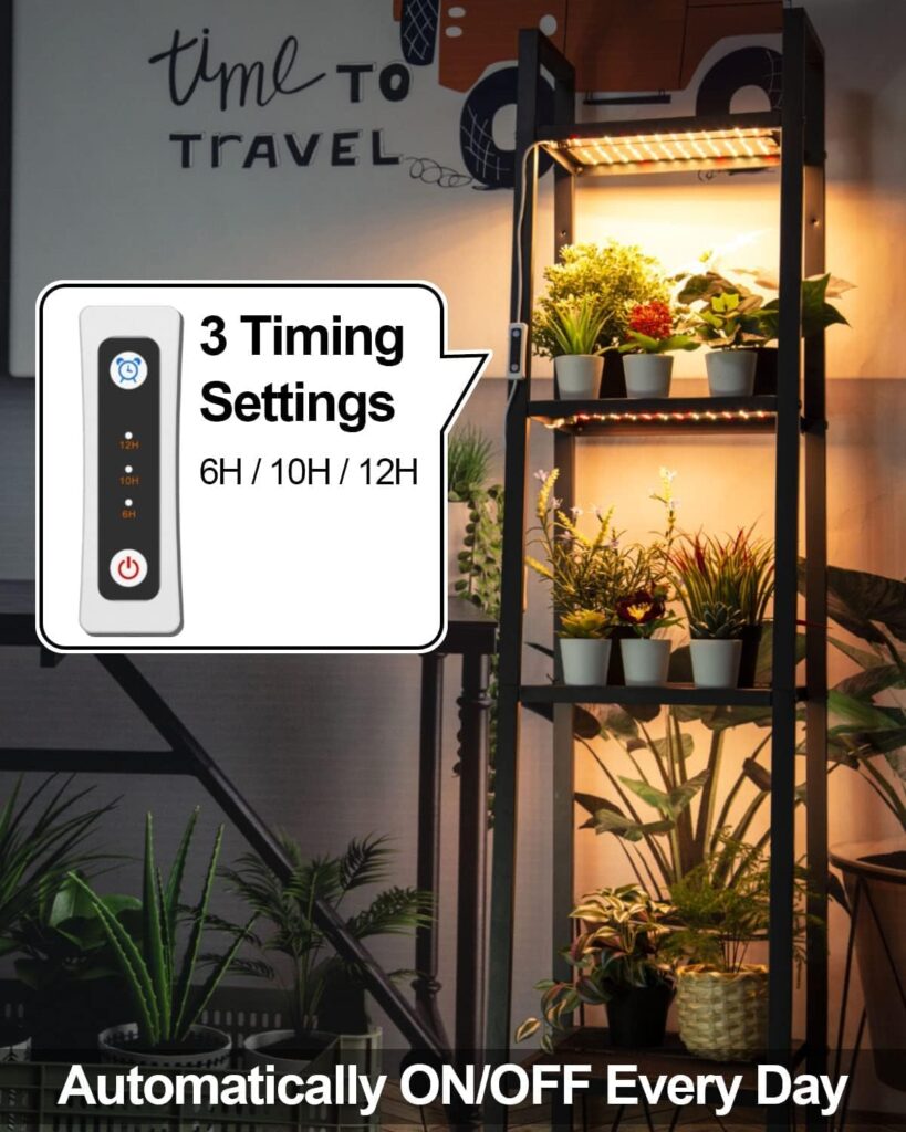 DOMMIA Grow Lights for Indoor Plants, 3 Pack Full Spectrum LED Grow Light with Auto ON  Off Timer, 132 LEDs Sunlike Plant Light for Hydroponics, Succulents  More, Easy to Assemble