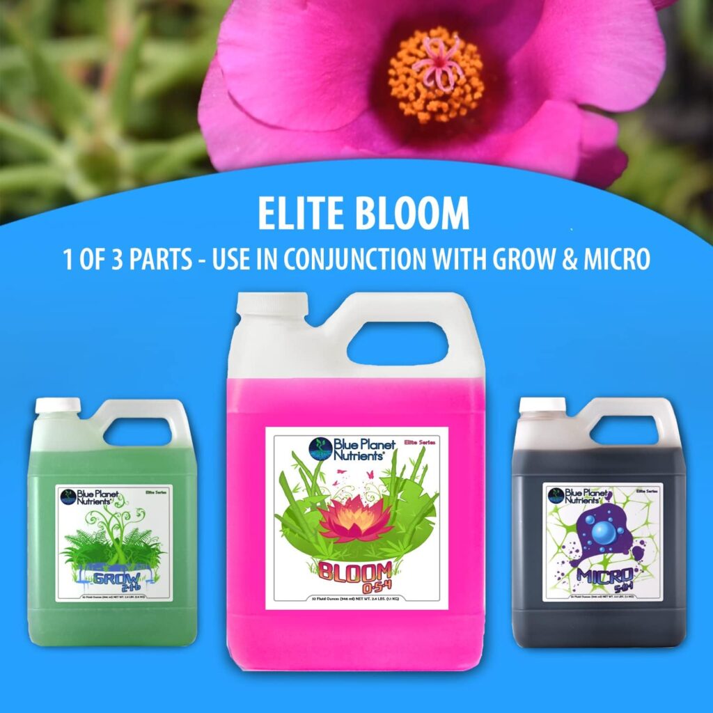 Elite Bloom Quart (32 oz) | Grow Flowers, Herbs, Vegetables, Fruit | Soil Hydroponic Aeroponic Coco Coir Soil-Less | Fertilizer Plant Food for All Plants and Gardens | Blue Planet Nutrients