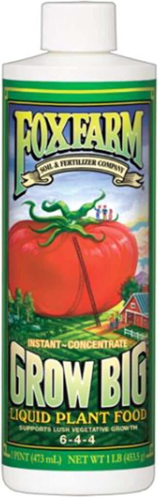 Fox Farm 6-4-4, 1-Pint FX14092 Grow Big Liquid Concentrate Fertilizer, Soil NPK 6-4, White