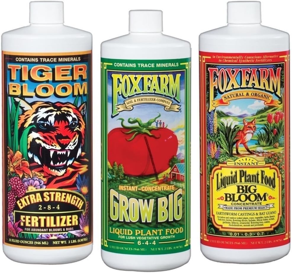 Fox Farm FX14049 Liquid Nutrient Trio Soil Formula: Big Bloom, Grow Big, Tiger Bloom (Pack of 3 - 32 oz. bottles)