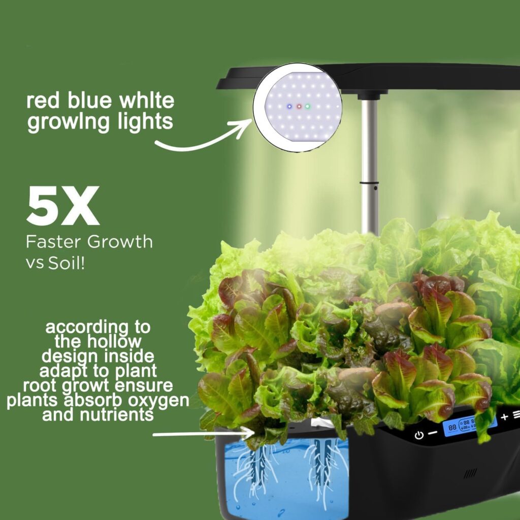 IDEER LIFE Hydroponics Growing System 12 Pots, Indoor Garden System with LED Grow Light, Smart Indoor Plant System kit with Height Adjustable, Gifts for Gardening Lovers