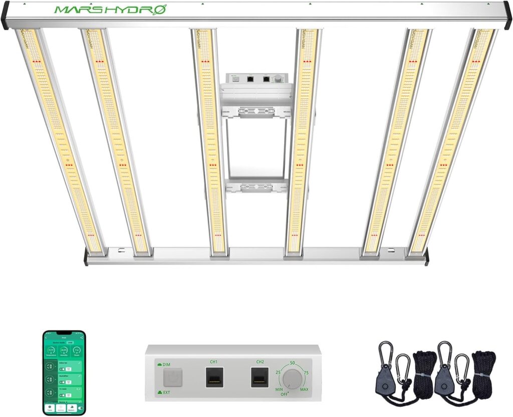 MARS HYDRO FC-E4800 LED Grow Light 4x4ft Full Spectrum Grow Light Bar with 2646pcs Diodes 480Watt Plant Growing Light Remote Control Dimmable Commercial Grow Lamp Daisy Chain, Achieve 2.8 umol/J