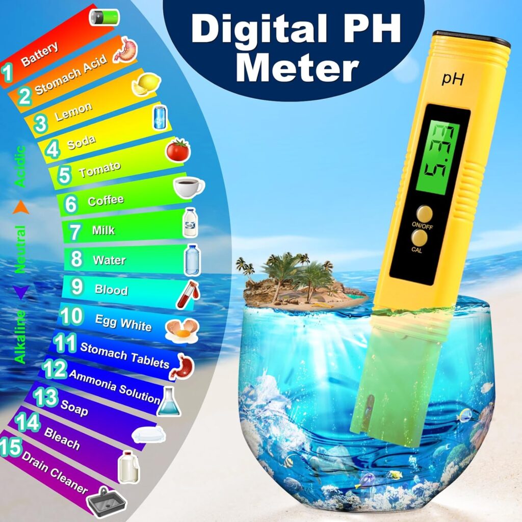 PH Meter, Digital PH Meter for Water, 0.01 High Accuracy PH Tester with 0-14 PH Measurement Range for Hydroponics, Household Drinking, Pool and Aquarium