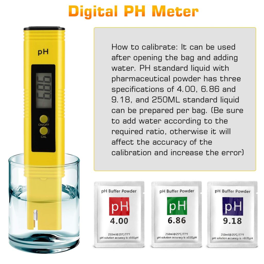 PH Meter for Water Hydroponics Digital PH Tester Pen 0.01 High Accuracy Pocket Size with 0-14 PH Measurement Range for Household Drinking, Pool and Aquarium