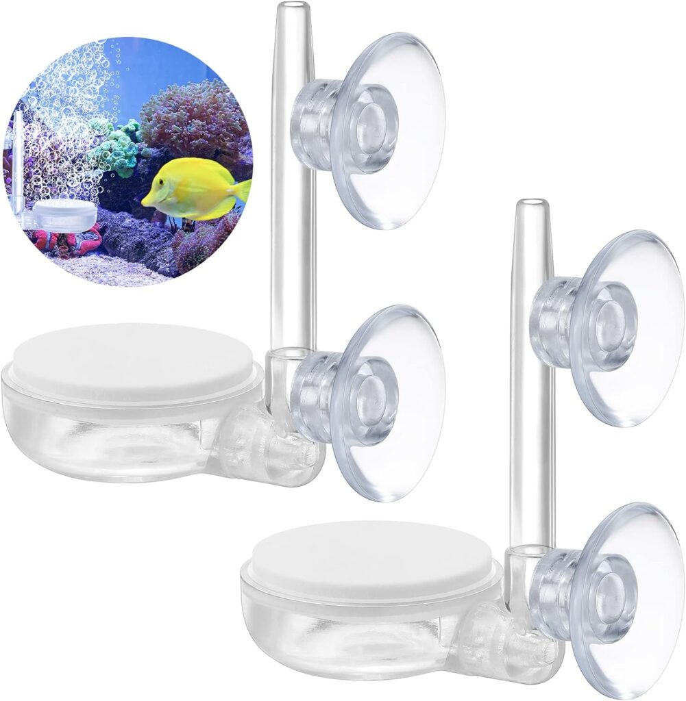 Quiet Aquarium Air Stone Fish Tank 2 Pieces Nano Air Stone Kit Air Pump for Aquarium Fish Tank Air Stone for Aquarium Diffuser with Control Valve and Suckers for Fish Tank and Hydroponic