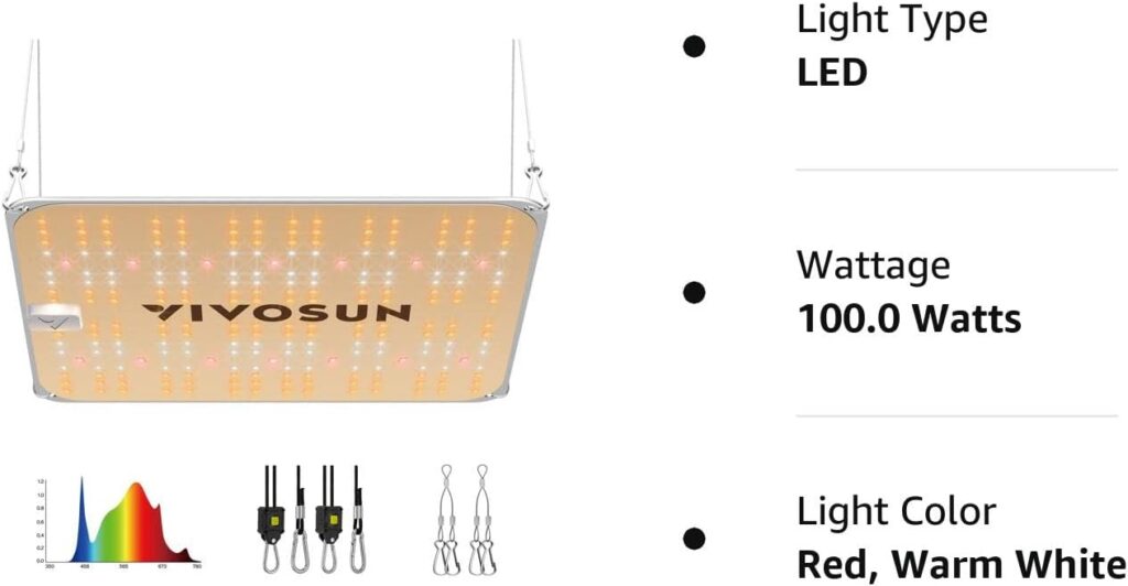 VIVOSUN VS1000E LED Grow Light, 2 x 2 Ft. with Samsung Diodes and Sunlike Full Spectrum for Indoor Plants, Seedlings, Vegetables, and Flowers