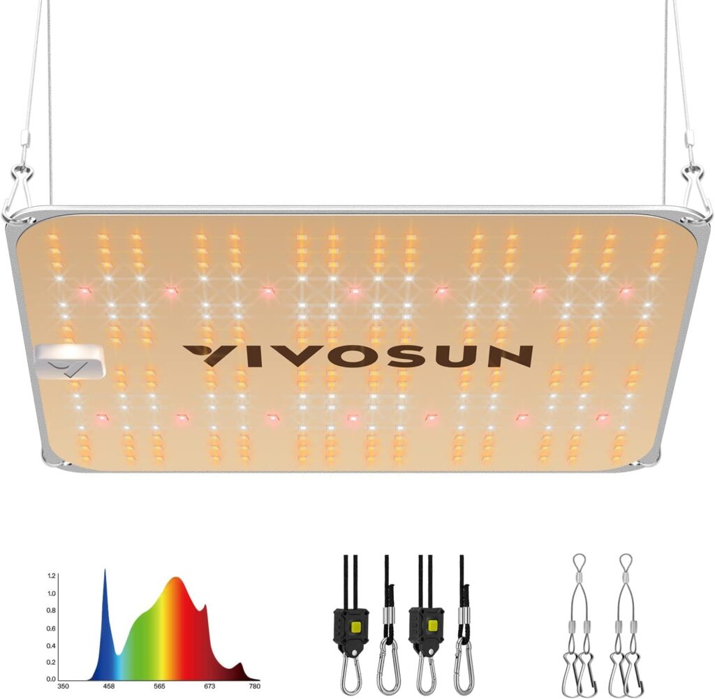 VIVOSUN VS1000E LED Grow Light, 2 x 2 Ft. with Samsung Diodes and Sunlike Full Spectrum for Indoor Plants, Seedlings, Vegetables, and Flowers