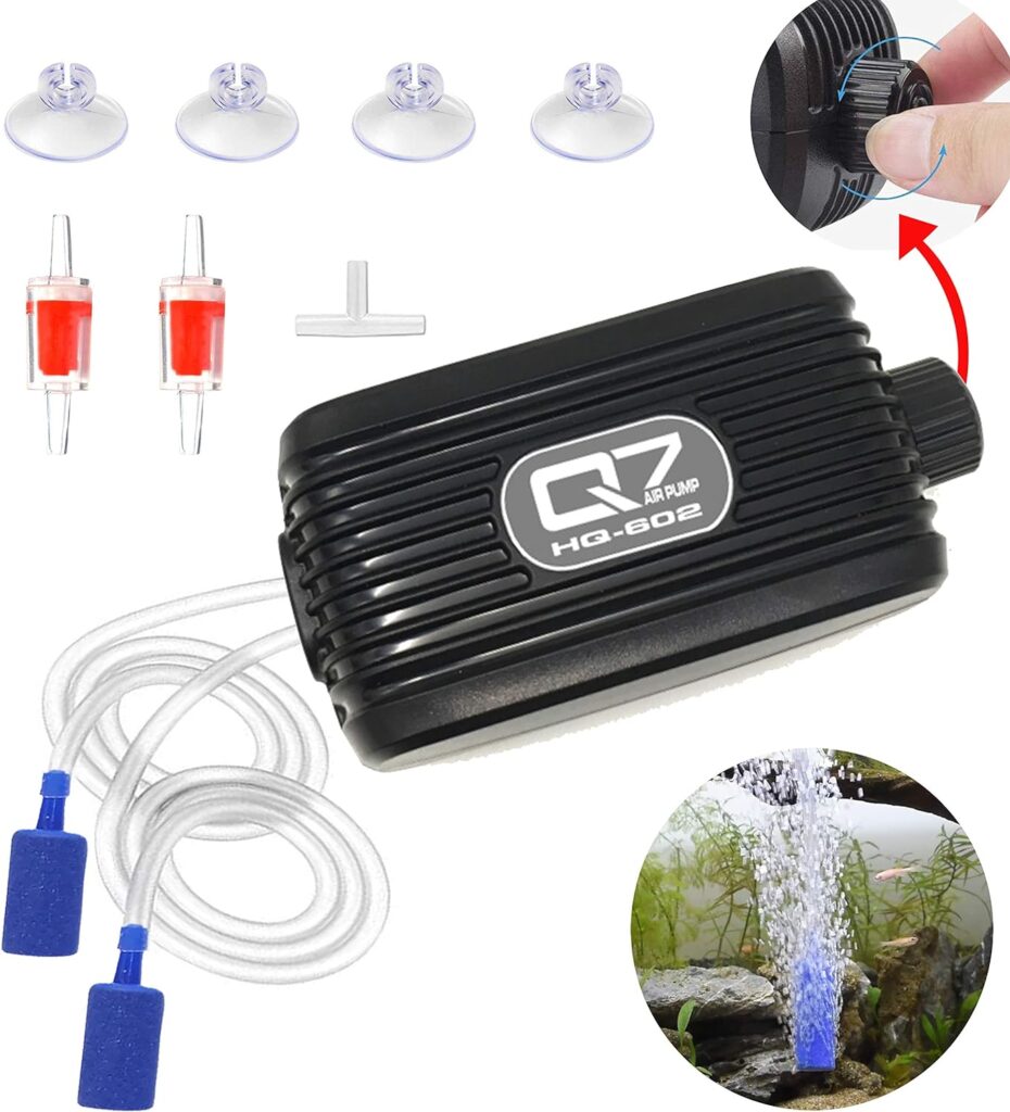 80 Inch Standard Airline Tubing Kit and Ultra Quiet Aquarium Air Pump with Dual Outlet