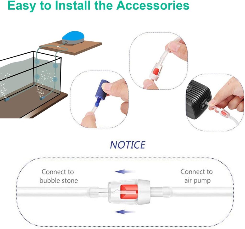 80 Inch Standard Airline Tubing Kit and Ultra Quiet Aquarium Air Pump with Dual Outlet