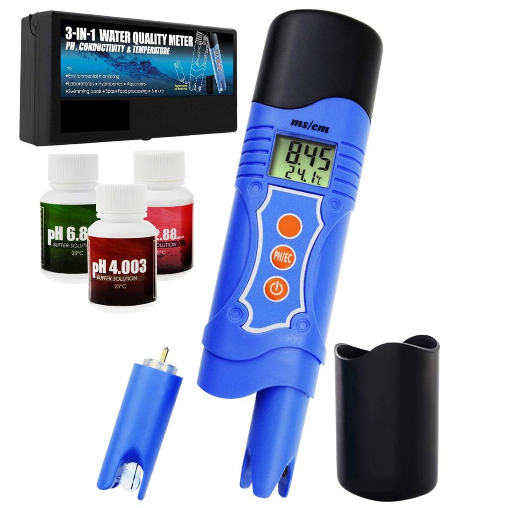 Digital pH and Conductivity EC Meter Water Quality Tester with Temperature Measure for Aquarium, Laboratory Test, Hydroponics Water Testing Tool (Digital pH and Conductivity EC Meter)