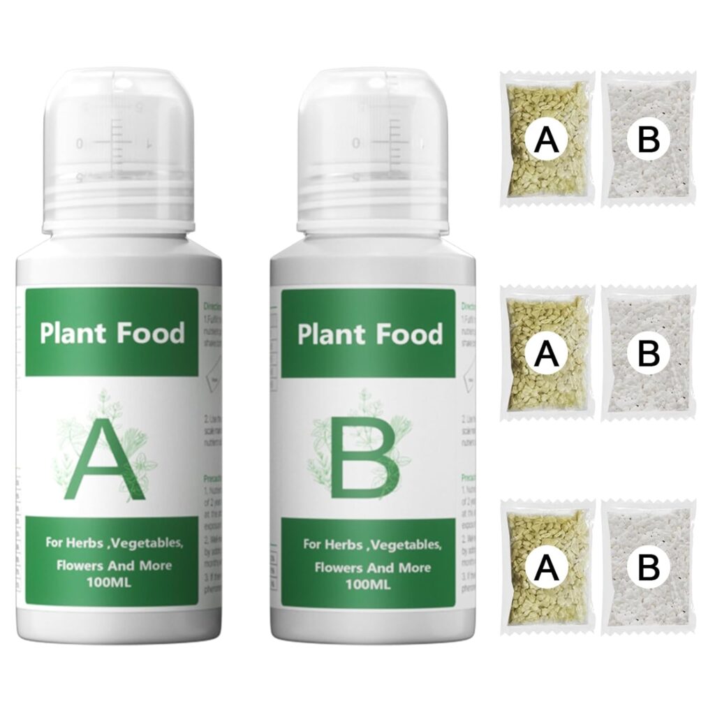 Hydroponics Nutrients (800ml in Total), Plant Food A  B Hydroponics Supplies, Indoor Plant Fertilizer for Hydroponics Growing System, Growing System Accessories for Vegetables Fruits Flowers Thrive