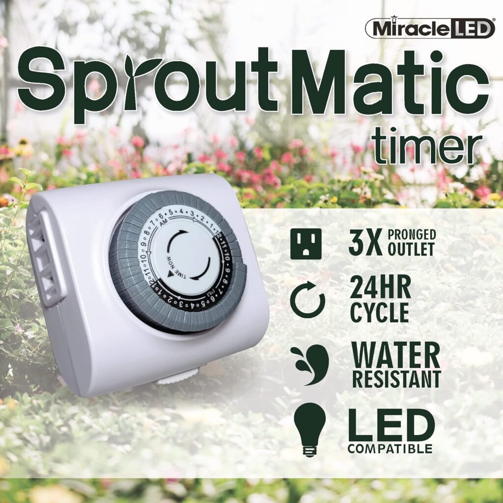 Miracle LED 2-Time Zone Hydroponics Indoor Growing System - Includes 8 Absolute Daylight Plus Blue Spectrum 150W Replacement Grow Lights  2 4-Socket Corded Fixture with 2 SproutMatic Timers