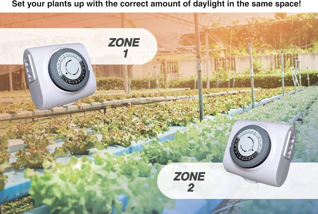 Miracle LED 2-Time Zone Hydroponics Indoor Growing System - Includes 8 Absolute Daylight Plus Full Spectrum 150W Replacement Grow Lights  2 4-Socket Corded Fixture with 2 SproutMatic Timers