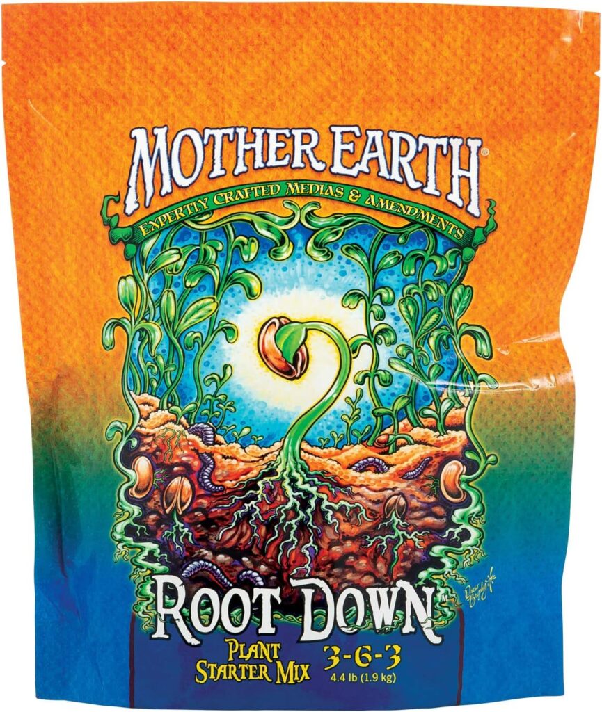 Mother Earth Root Down Plant Starter Mix 3-6-3 Granular Plant Fertilizer Supplement For Transplants And Starts, 4.4 lb