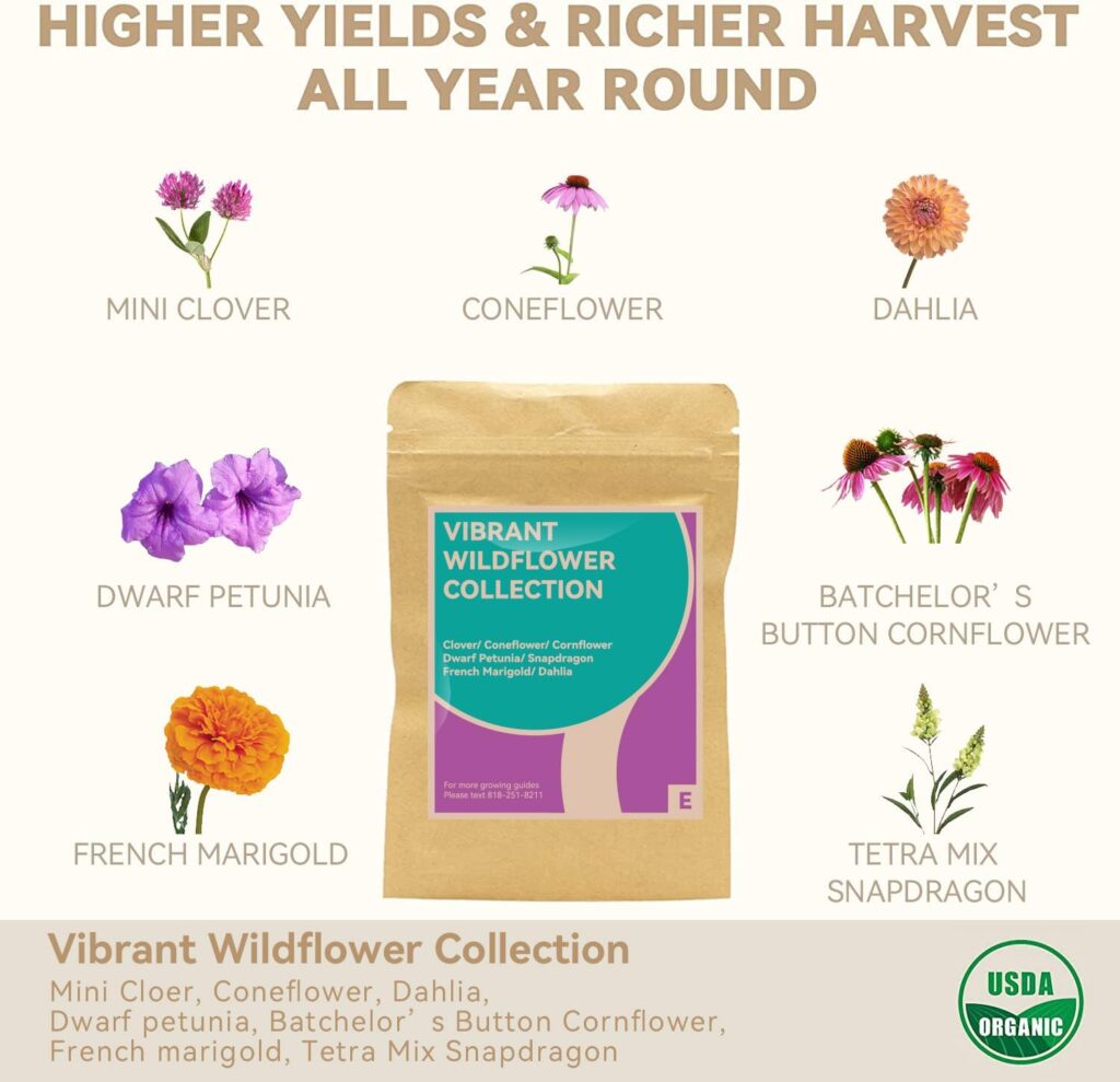 Seeds with Pod Kit Vibrant Wildflower Garden for Aero, inbloom 5 Pods Hydroponics Growing System, 7-Pods (350+ Seeds Included Clover,Coneflower,Dwarf Petunia,Cornflower, French Marigold,Dahlia)