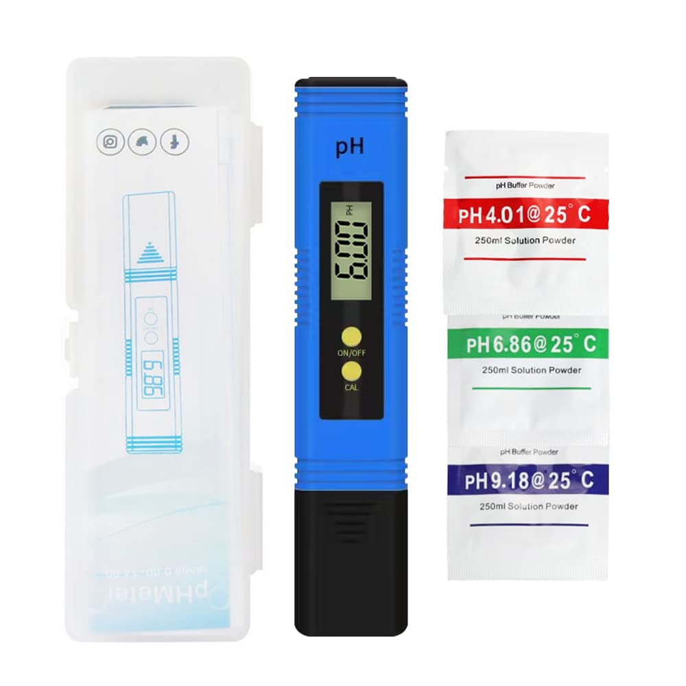 Blue PH Meter for Water Aquarium Acidity Meter Portable PH Meter 0.01 Precision PH Value Tester-No Battery