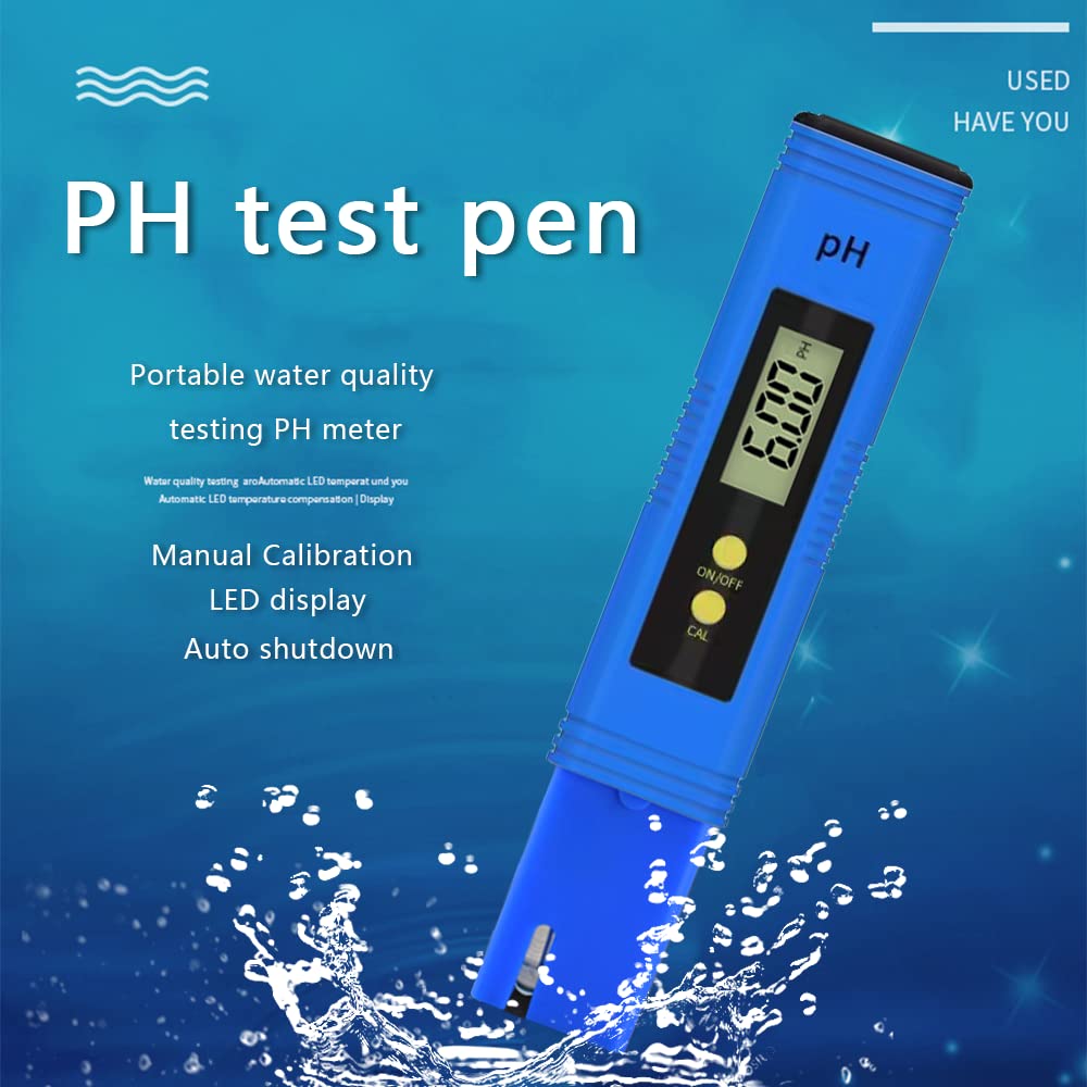 Blue PH Meter for Water Aquarium Acidity Meter Portable PH Meter 0.01 Precision PH Value Tester-No Battery