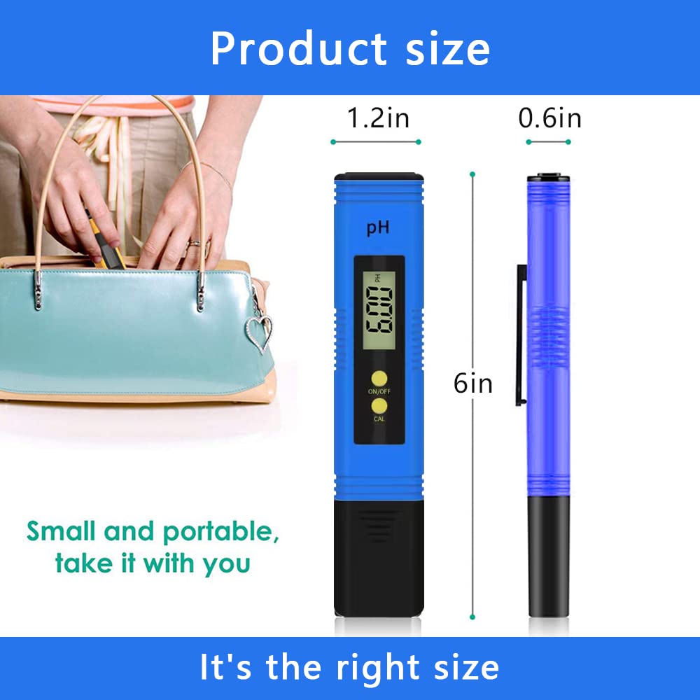 Blue PH Meter for Water Aquarium Acidity Meter Portable PH Meter 0.01 Precision PH Value Tester-No Battery