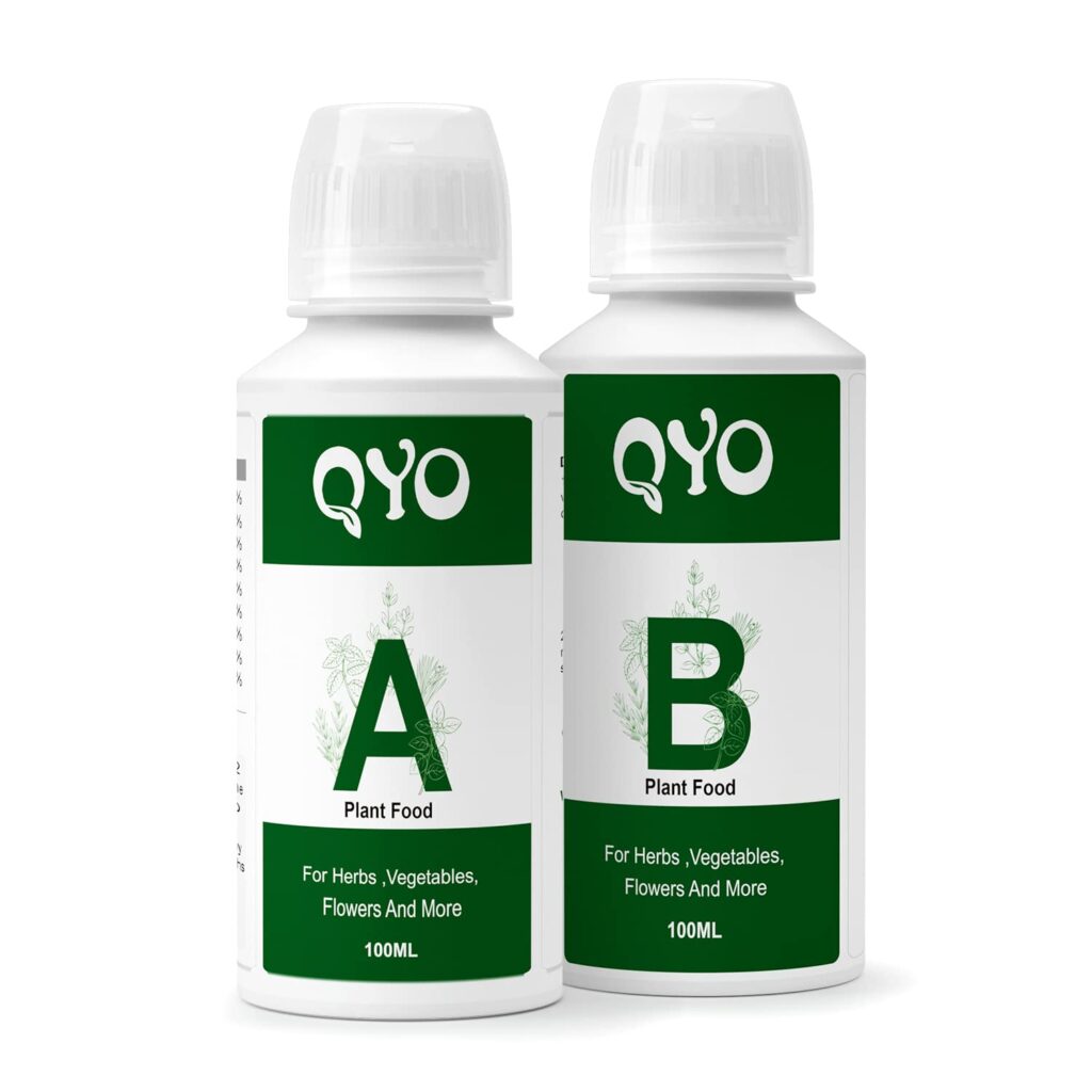 Plant Food Hydroponic Nutrients Supplies: Hydroponics Growing System QYO Base A  B Nutrients, Hydroponic Fertilizer for Any Hydroponics System - Indoor Herb Garden Plants Accessories(Total 200ml)