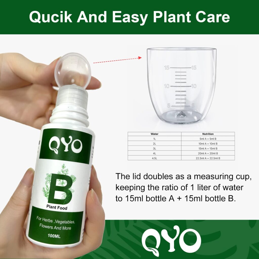 Plant Food Hydroponic Nutrients Supplies: Hydroponics Growing System QYO Base A  B Nutrients, Hydroponic Fertilizer for Any Hydroponics System - Indoor Herb Garden Plants Accessories(Total 200ml)