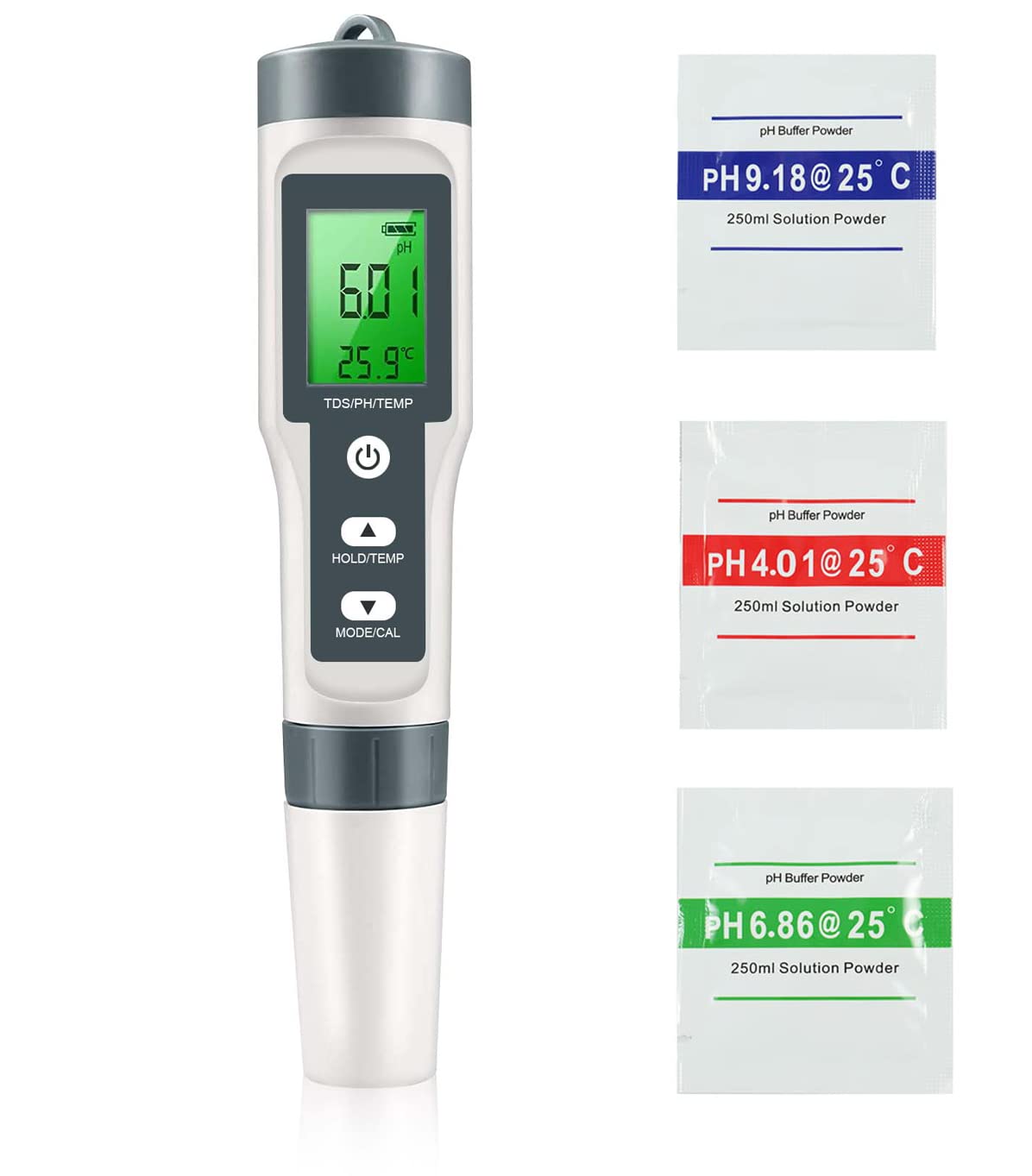 TDS/pH Meter(pH, TDS, Temperature, 0.01 Resolution) High-Accuracy Pen-Type Tester for Hydroponics, Water, Wine, Spas, Aquariums (3in1)