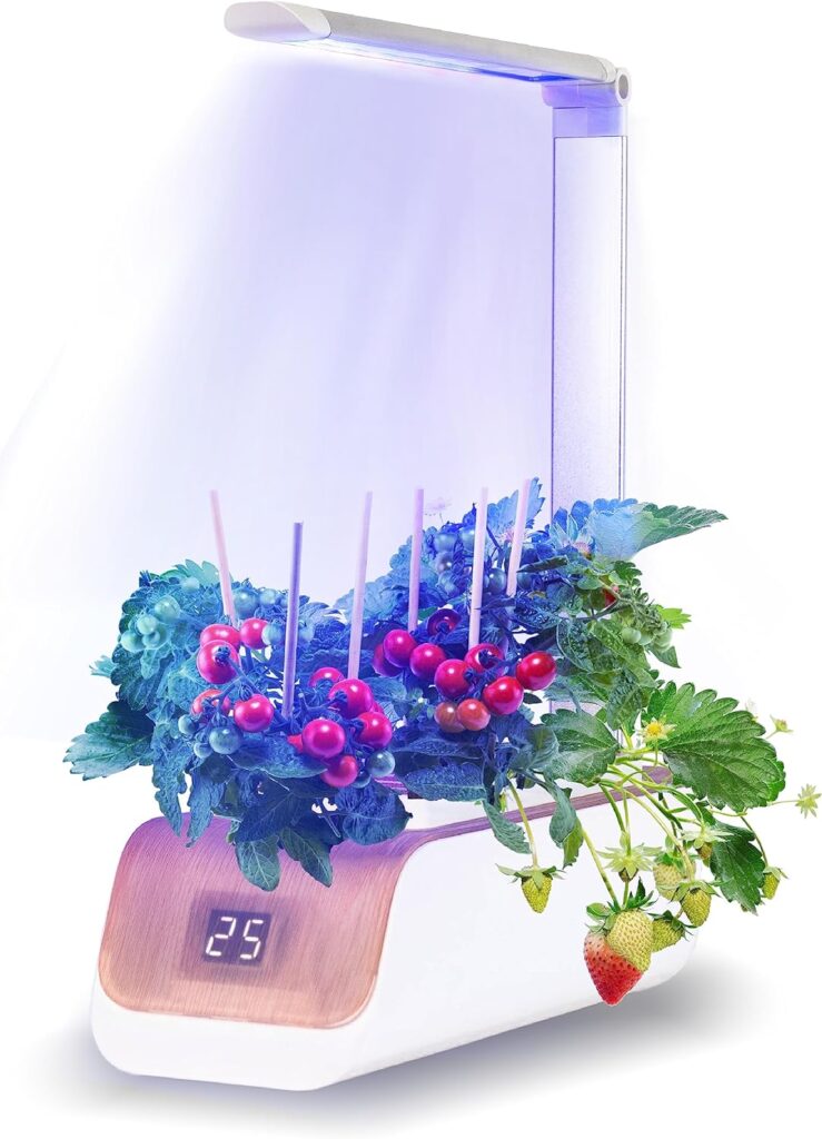 Tickolife Hydroponics Growing System, Indoor Herb Garden with Grow Light, Smart Garden,Temperature Display,Water Shortage Alarm,Auto-Timer, White, Suitable for Vegetables/Herbs/Fruits/Flowers