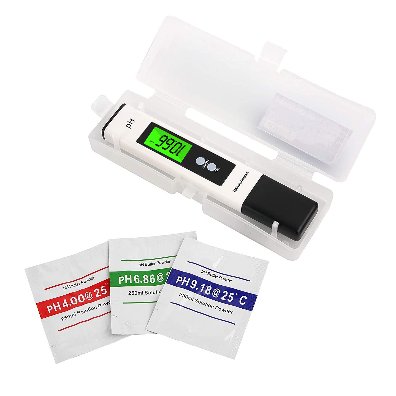 MEASUREMAN PH Meter, Digital PH Tester 0.01 PH High Accuracy Water Quality Tester with 0-14 PH Measurement Range